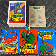 TOPPS 1987 DINOSAURS ATTACK COMPLETE TRADING CARD  SET OF 55 +THREE WAX WRAPPERS picture