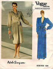 1980's VOGUE Misses' Dress Adele Simpson Pattern 1306 Size 14 UNCUT picture