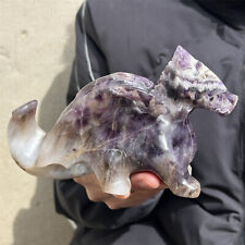 1.47LB Natural Dream amethy Quartz Dragon Crystal Skull Carving Energy Blessing picture