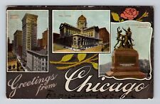 Chicago IL-Illinois, LARGE LETTER Greetings Majestic Building Vintage Postcard picture