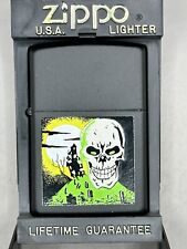 Vintage 1996 Graveyard Skull Black Matte Zippo Lighter NEW picture