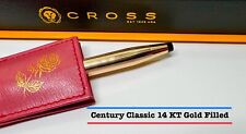 CROSS Century 14KT Gold Filled Ballpoint Pen, Flowers, Leather Pen Purse picture