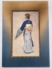 Vintage ASIAN Japanese  Geisha  Woman in Kimono  Watercolor Painting picture