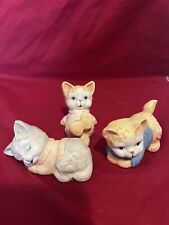 Artistic Gifts Inc.  3 piece porcelain kittens in sweaters. each ~2.5 