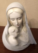 MCM blue Bisque Planter Vase Madonna Child Mary Baby Jesus Virgin Mary 6347 BH picture