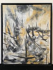 🔥 Antique Mid Century Modern Abstract Nautical Seascape Oil Painting - Durie picture