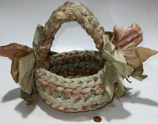 Rag Rug Handmade Basket Crochet  Storage Decoration Bows Cotton picture