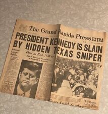 1963 NOV 22 Grand Rapids Press NEWSPAPER KENNEDY ASSASINATION EXTRA JFK Sniper picture
