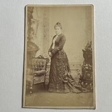 Antique Cabinet Card Photograph Lovely Woman Beautiful Dress Lockport NY picture