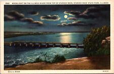 Vintage Postcard Moonlight Illinois River Starved Rock Illinois State Park picture