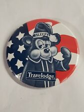 RARE AND VINTAGE TRAVEL LODGE TRAVELODGE SLEEPY BEAR pin button 3