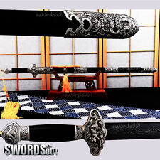 Sharp Folded Steel Sword Chinese Jian With Gold Tassel Chinese Zodiac Fittings picture