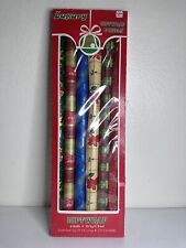 Vintage Christmas Gift Wrap Set, 6 Rolls, USA Made, McCrory Corp, New, Varied Co picture