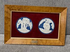 Vintage Wedgwood Anna Zinkeisen Blue Jasperware Framed Round Plaques Adam & Eve picture