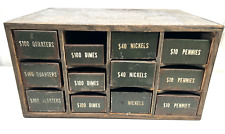 vtg Coin Drawer Box Military? Army? Dimes Nickels Pennies change register picture