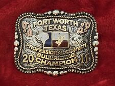 CHAMPION RODEO TROPHY BELT BUCKLE FORT WORTH TEXAS BULL RIDING☆2011☆RARE☆120 picture