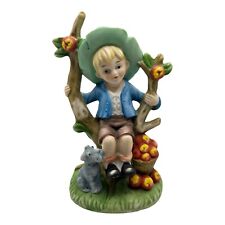 Vintage Boy on swing with Schnauzer Dog Figurine  6