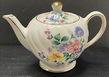 Vtg Windsor Teapot Floral Design wIth Swirl & Gold Trim made in Sadler England picture