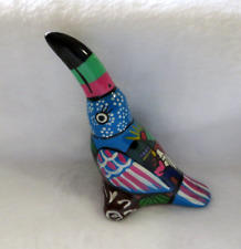 Mexico Hand Painted & Signed Tera Cotta High Gloss Pottery Small Toucan Figurine picture