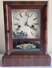 Antique Waterbury Clock Co. Wind Up Floral Mantel Gong Chime Clock Pendulum Key picture