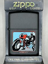 Vintage 1996 Skeleton Motorcycle Rider Black Matte Zippo Lighter NEW picture