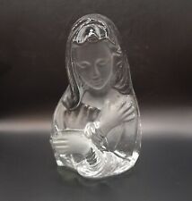 Vintage Viking Glass Virgin Mary Madonna Clear Satin Figure Sculpture 7