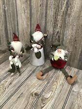 Christmas Woodland Santa Claus Ornaments Set Of 3 ~ 10” Tall picture
