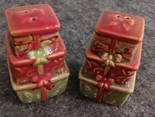 Ceramic Stacked Presents Salt & Pepper Shakers Set Christmas Holidays Kitchen  picture