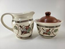 Vintage Pfaltzgraff Mission Flower Creamer & Sugar with Lid Made in the USA picture