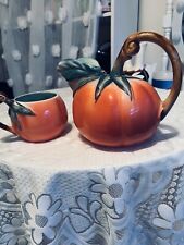 Vintage Italy Hand Painted Ancora Tomato Pitcher Cup Stamped Embossed Lot Of 2 picture