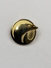 Vintage Circular Gold Colored Polar Bear Lapel Pin picture