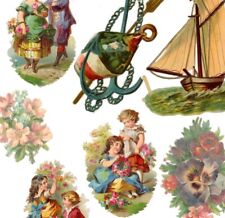 Antique Victorian Die Cut Scrap collection of 7 various subjects mixed 1880s #25 picture