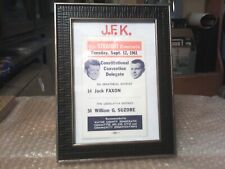 VOTE STRAIGHT DEMOCRATIC FRAMED CONVENTION FLYER JOHN KENNEDY - JACK FAXON 1961 picture