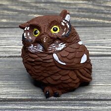 Vintage Don James 1986 Handpainted Resin Owl Brown White 2.5” picture
