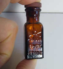 Amber Poison Bottle Dauber Stopper Antique Skull Crossbone TINCT Iodine Occult picture