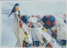 Vintage Greeting Card Wedding Ring Quilt And Bluebird By Adele Earnshaw P1 picture