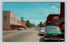 Crossville TN-Tennessee Main Street, Drug Store, Shops 50's Car Vintage Postcard picture
