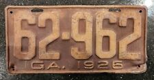 1926 Georgia GA License Plate Car Tag Vehicle Registration Antique Automobile picture