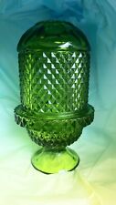 Vintage Viking Glass Diamond Point Green Fairy Lamp Candle Holder With Sticker picture