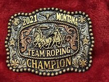 CHAMPION TROPHY BELT BUCKLE PROFESSIONAL TEAM ROPING☆MONTANA☆2021☆RARE☆J17 picture