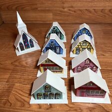 Vintage Alpine Christmas Village Light Covers Set of 9 picture