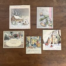 Vintage Christmas Holiday Greeting Card Lot of 5 Used picture