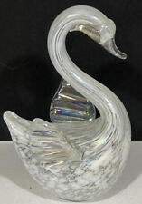 Swan Irridescent Blown Glass Taiwan ROC Art Glass White & Clear picture