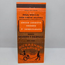 Vintage Matchcover Rickshaw Charlie's Portland  Oregon Restaurant NW Davis China picture