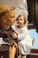 LARGE VINTAGE CATHOLIC RELIGIOUS ST ANTHONY & CHRIST CHILD STATUE LOOK AT DETAIL picture