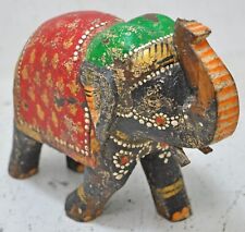 Hand Carved Wooden Elephant Figurine Fine Hand Painted picture