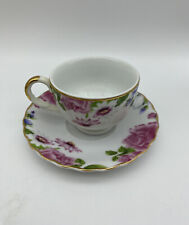 Mini Xin Ye Gao JI Tao Ci Rose Design Tea Cup & Saucer 2'' Japan picture