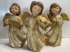 Vintage Dickson Christmas Angels Glazed Chalk 8.5 “ Japan Lot of 3 picture