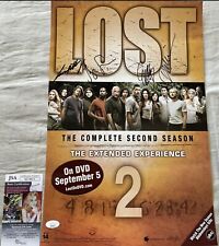 Cast auto LOST poster Jorge Garcia Josh Holloway Daniel Kim Evangeline Lilly JSA picture