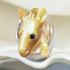 HUGE South Sea Pearl Baroque Golden Mother-of-Pearl Horse Carving undrilled 2.9g picture